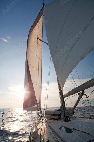 sailing towards sunset