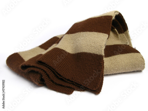 woolen scarf with stripes on white background