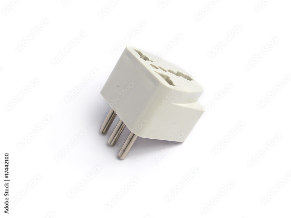 three-pin plug adapter on white background three-pin plug adapter on white background