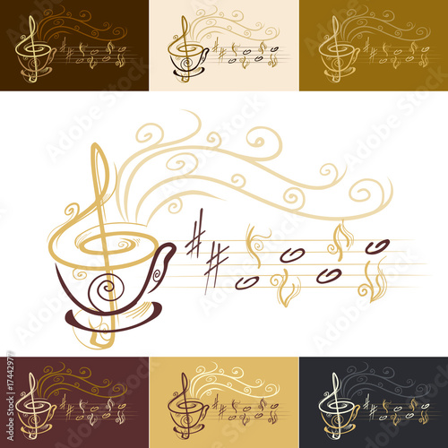 musical coffee cup with color variations