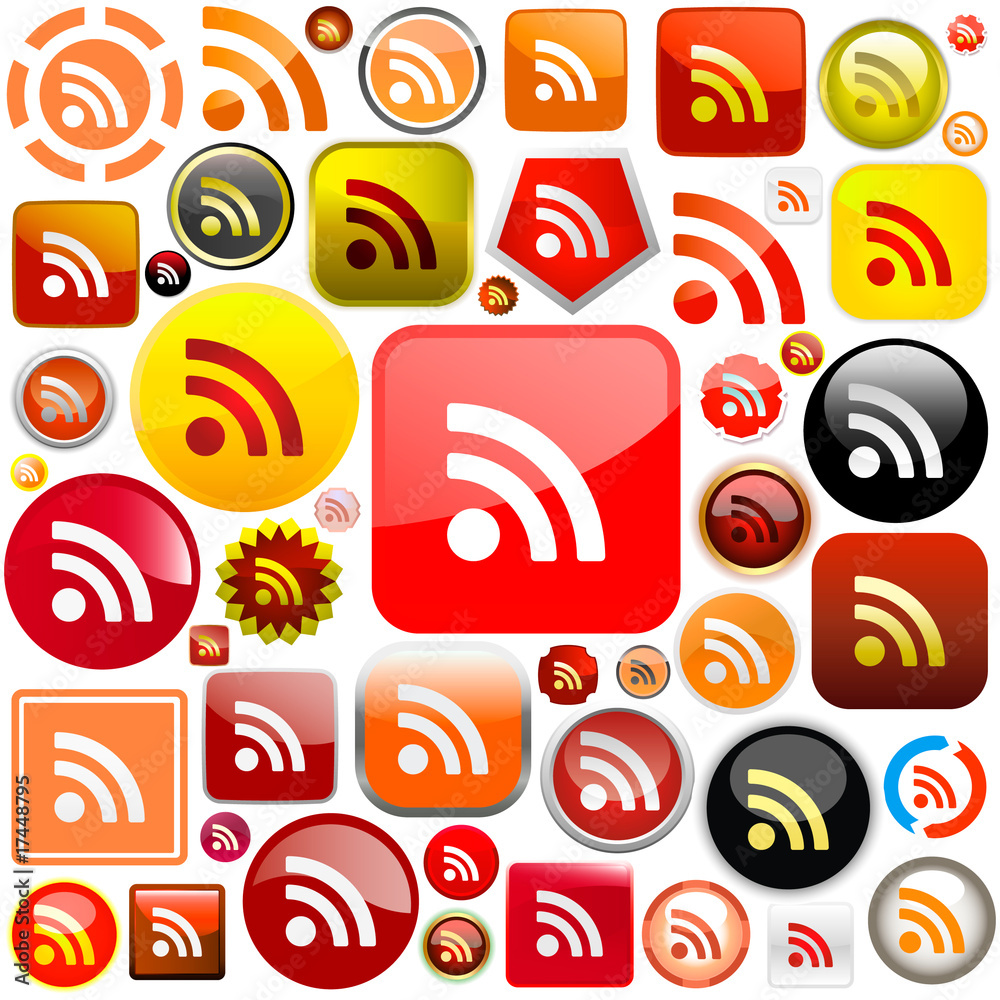 RSS glossy buttons. Vector illustration. RSS glossy buttons. Vector illustration.