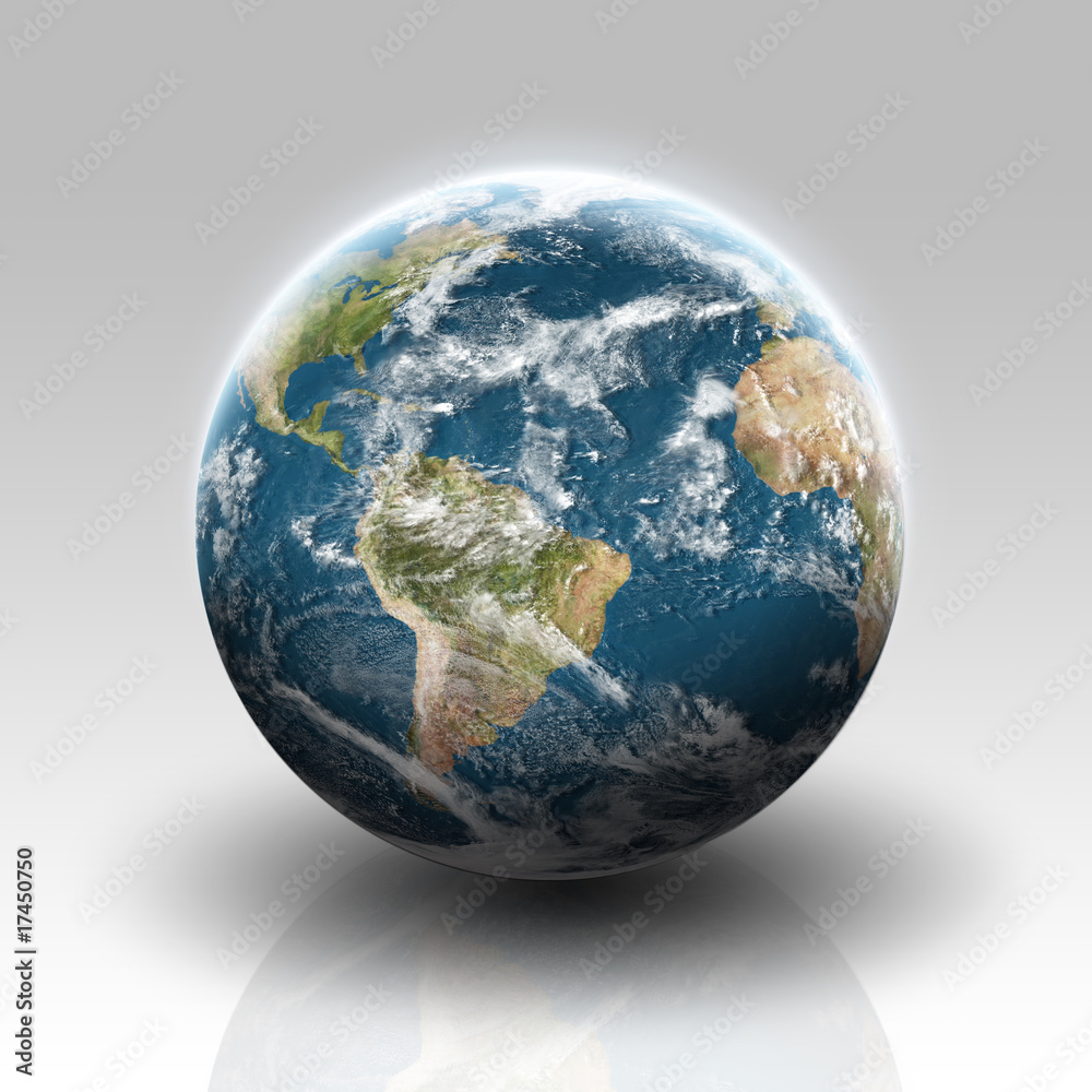 Fototapeta premium Globe on a grey background - planet earth