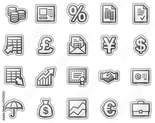 Finance web icons, grey sticker series