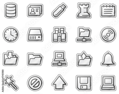 Server web icons, grey sticker series