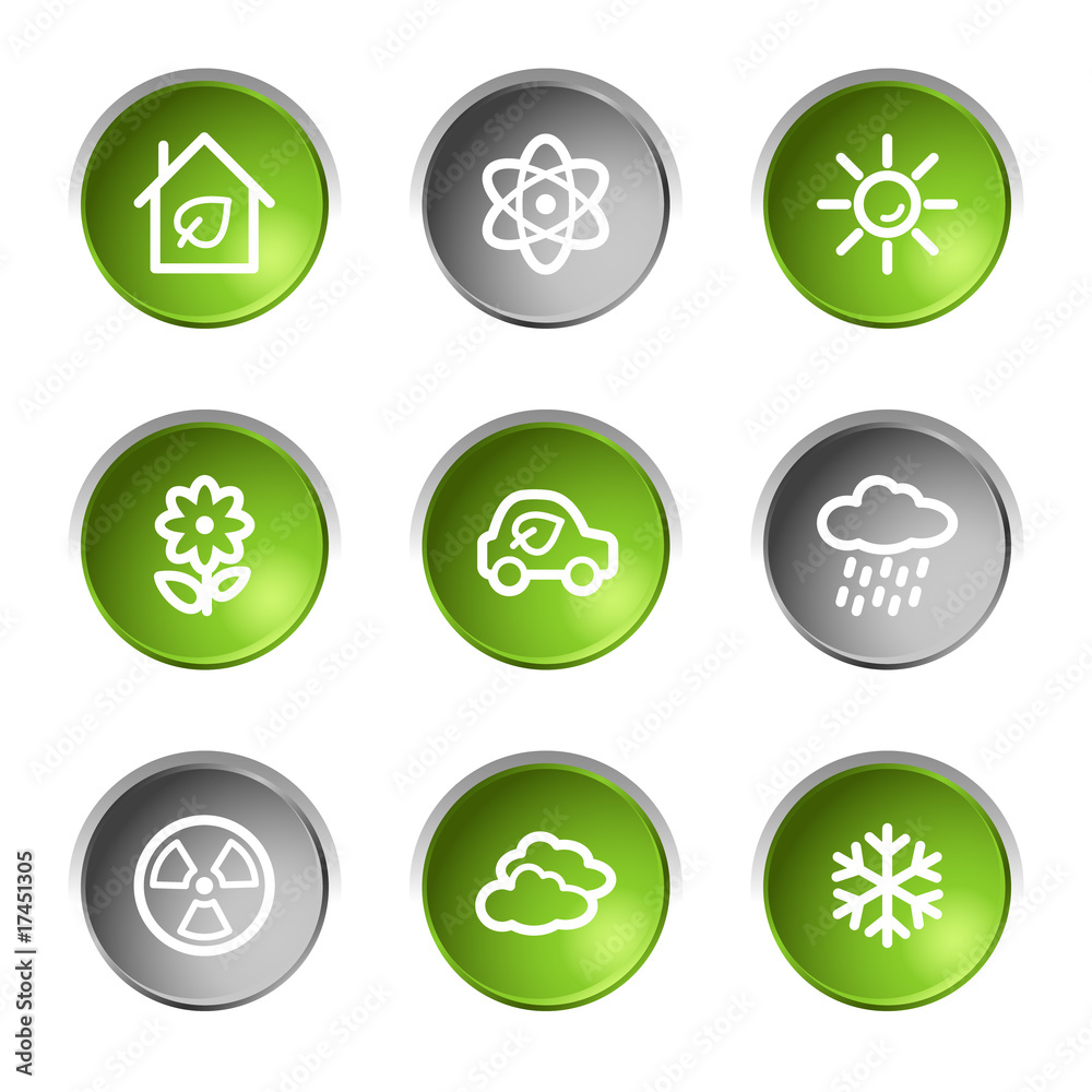 Ecology web icons set 2, green and grey circle buttons series Ecology web icons set 2, green and grey circle buttons series