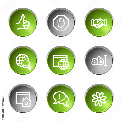Internet communication web icons, green and grey  buttons series