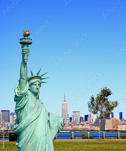 The Statue of Liberty and Mid-town Manhattan