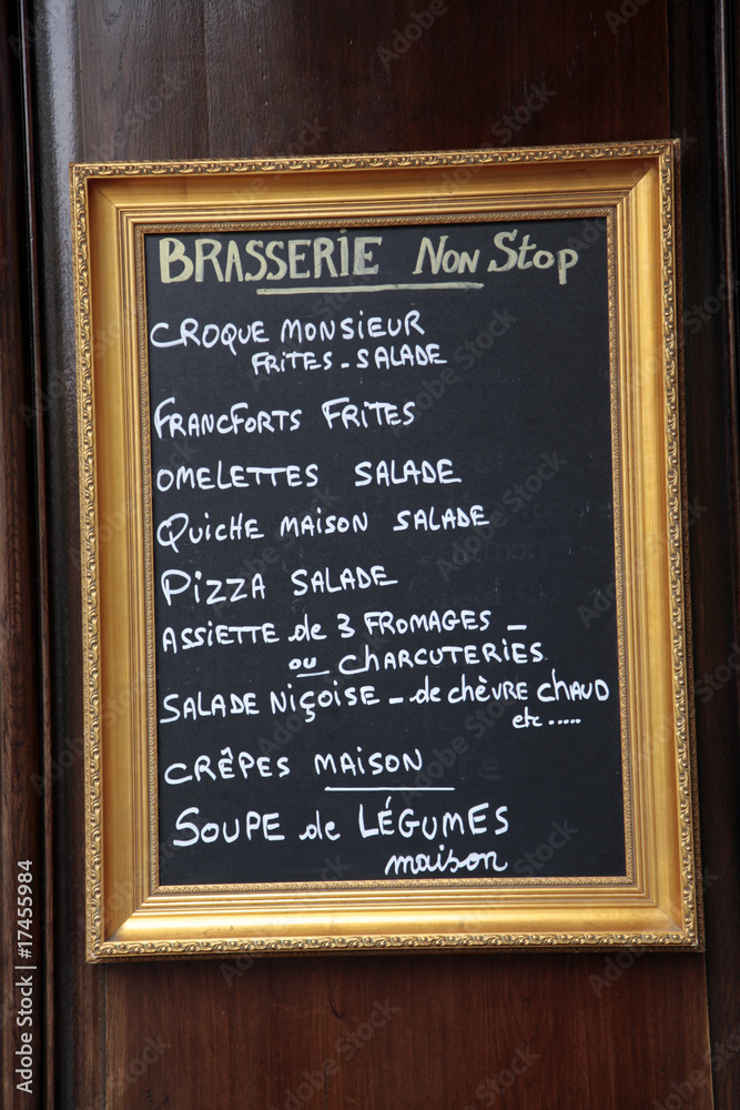 Menu de restaurant