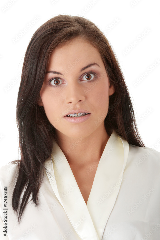 Young beautiful brunette in peignoir Young beautiful brunette in peignoir