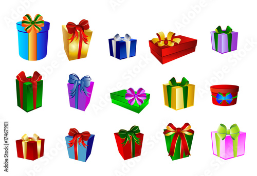 Set mit bunten Geschenken