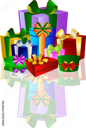 Bunte Geschenke auf weissem Hintergrund