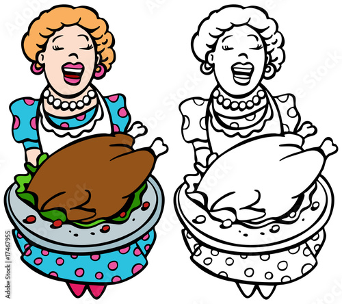 Mom serving turkey