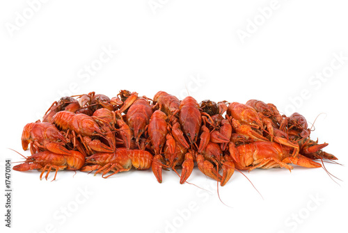 Pile of boiled crawfishes