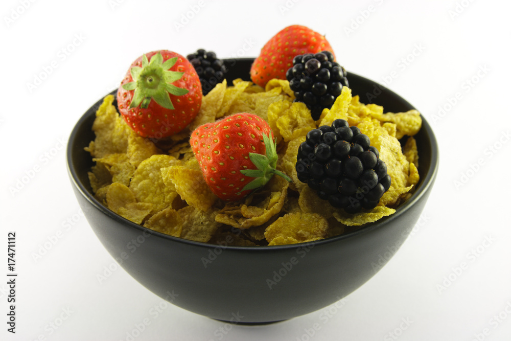 Cornflakes and Fruit in a Bowl Cornflakes and Fruit in a Bowl
