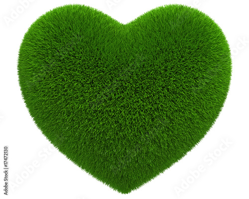 Heart of green grass isolated