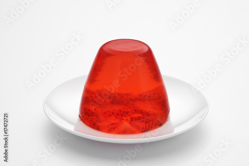 strawberry jelly on a white plate photo