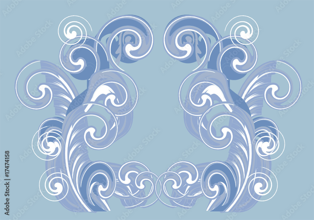 blue and white curled background