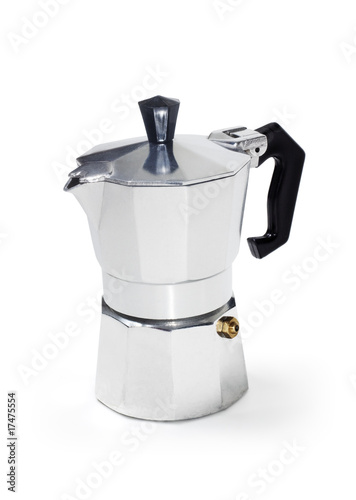 Classic italian coffee maker isolated with clipping path