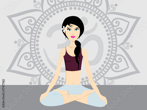 illustration of sexy girl in yoga pose