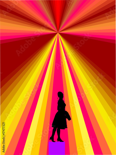 Junge Frau-Silhouette- im Ballkleid vor abstraktem Hintergrund