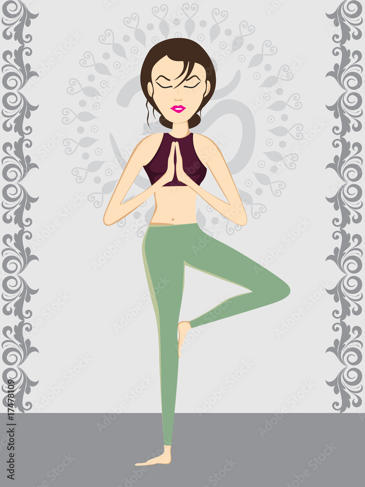 girl doing yoga with abstract background girl doing yoga with abstract background
