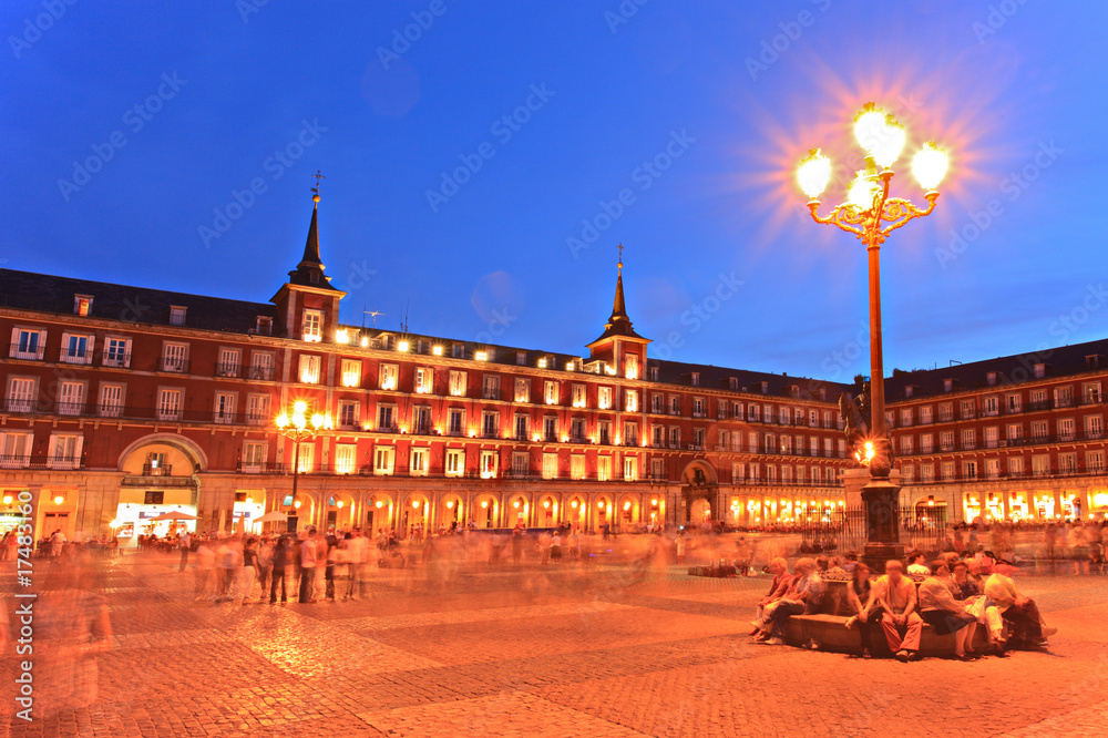 Plaza Mayor square, Madrid, Spain, by night