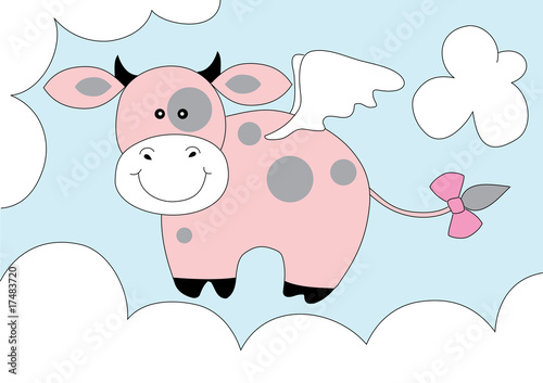 cute fantasy pink cow