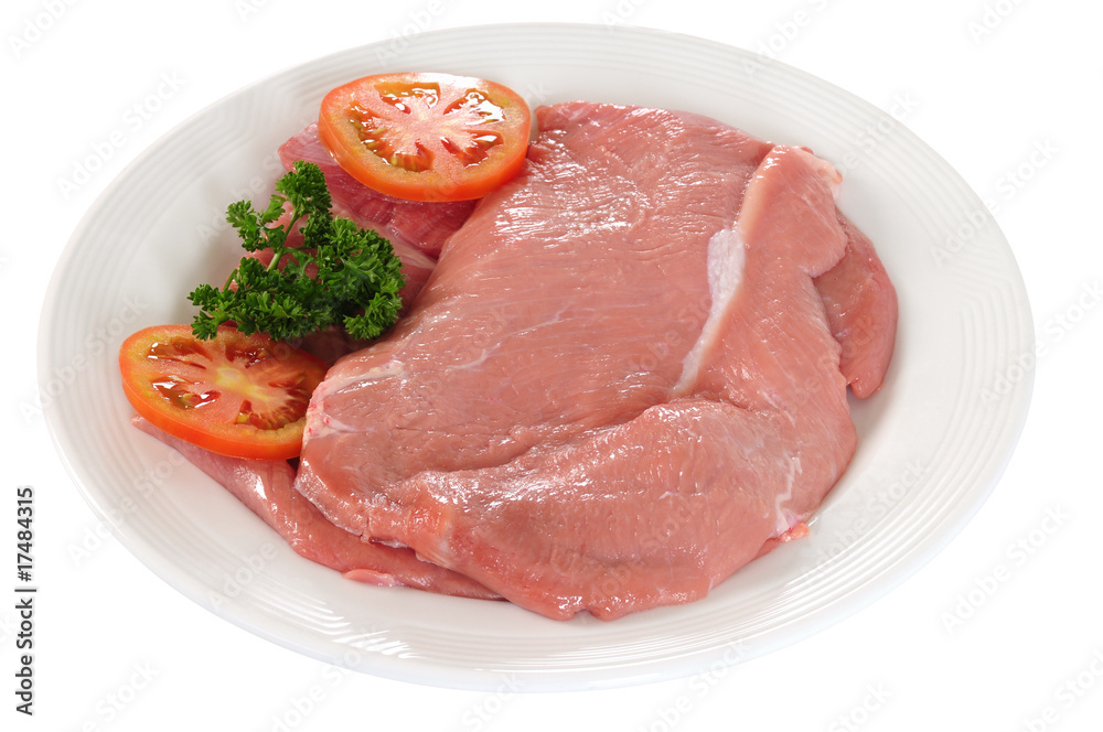 Raw meat. Clipping path.