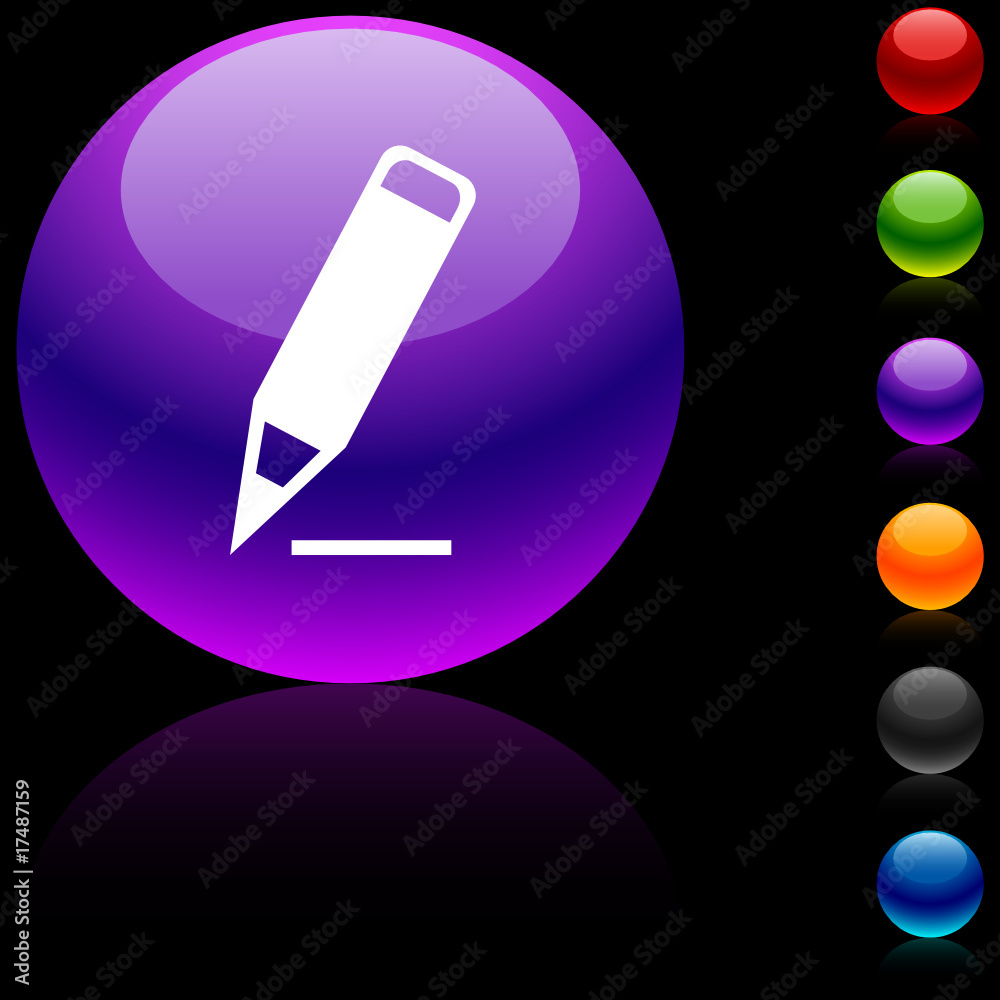 Pencil  glossy icon. Vector illustration
