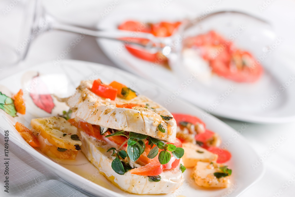 Cheese with white mildew marinated with garlic Cheese with white mildew marinated with garlic