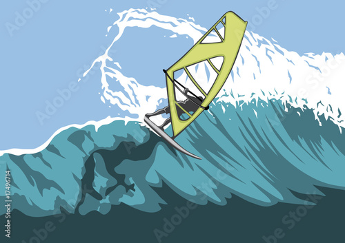 Windsurfer on a big wave