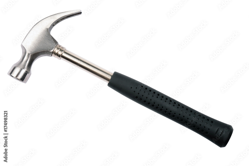 Hammer isolated on white background, handle tool for construction work Hammer isolated on white background, handle tool for construction work