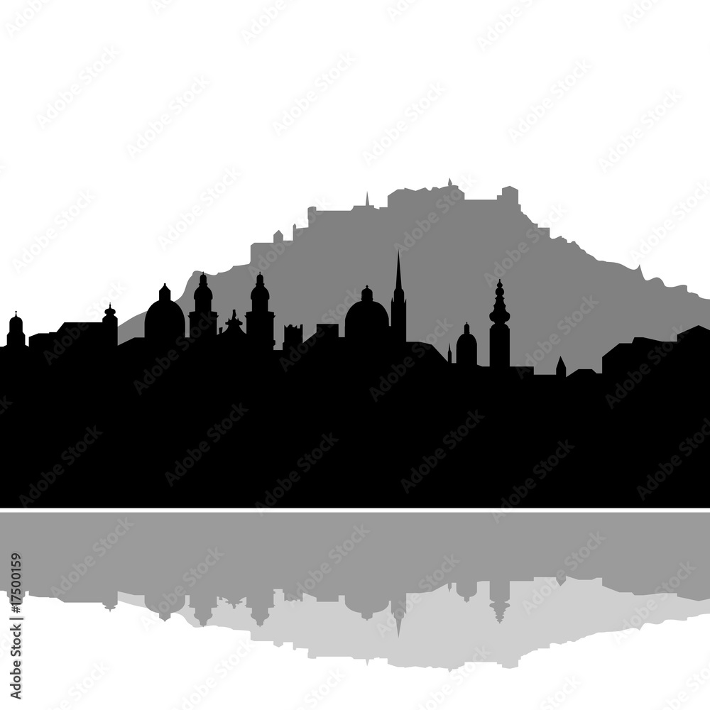 Obraz premium Salzburg sylwetka linii nieba z zabytkami