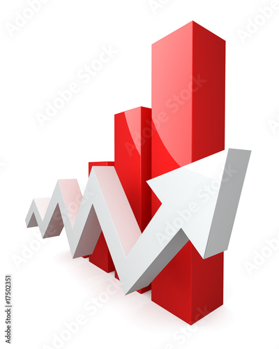 3D Graph with white arrow