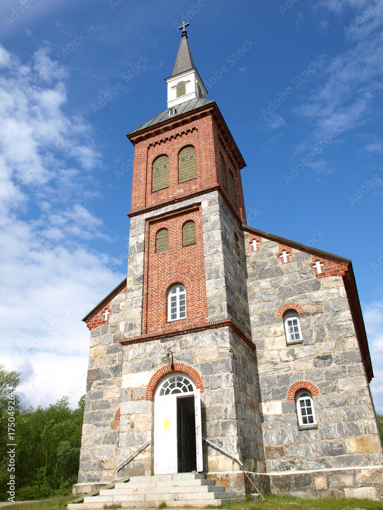 Fototapeta premium Stone Church in Mantojarvi Finland.