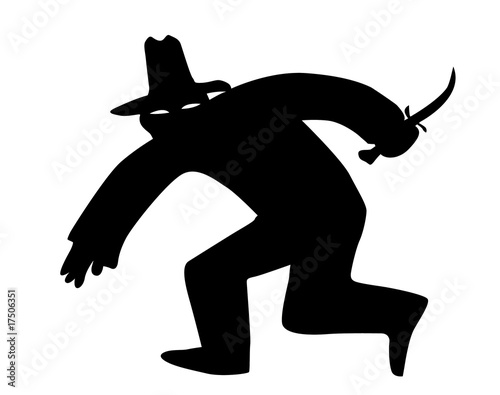 silhouette of the thief in mask on white background