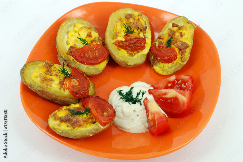 baked potato with sausage eggs and cheese baked potato with sausage eggs and cheese