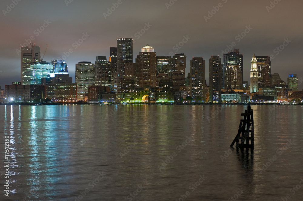 Fototapeta premium Boston skyline night neutral