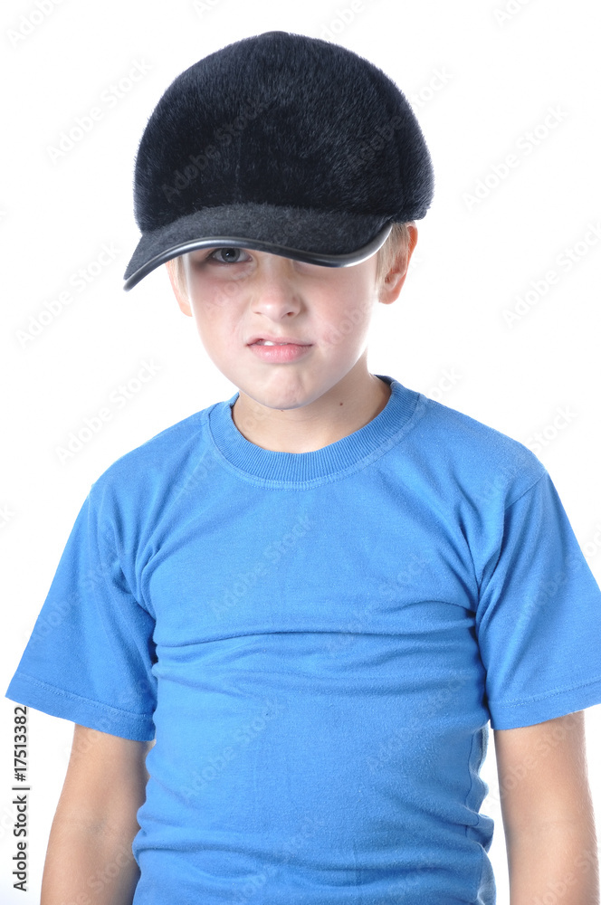 Young caucasian boy wearing baseball cap Young caucasian boy wearing baseball cap