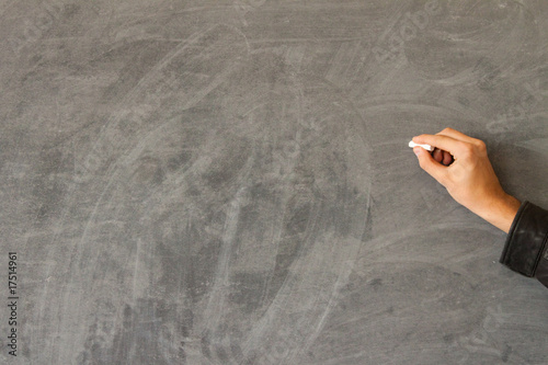Hand writing on a blackboard