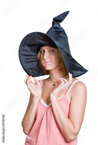 Witch girl in a halloween black hat