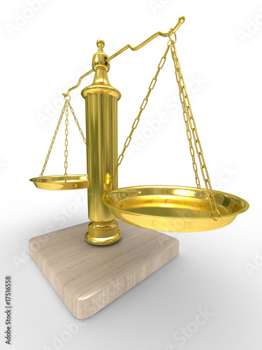 Scales justice on a white b...