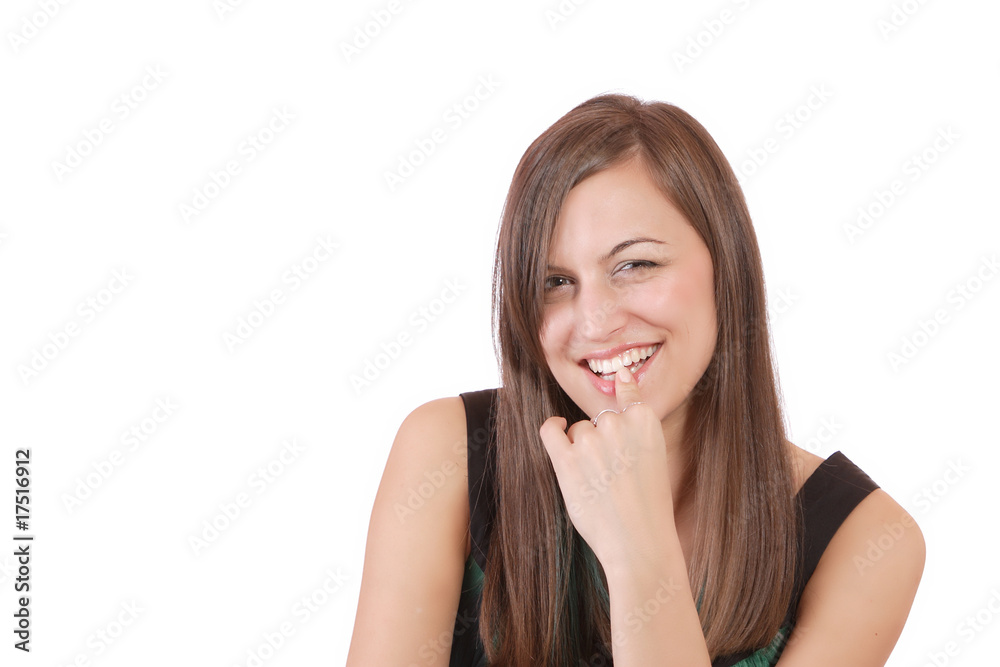 A happy young woman with facial expression A happy young woman with facial expression