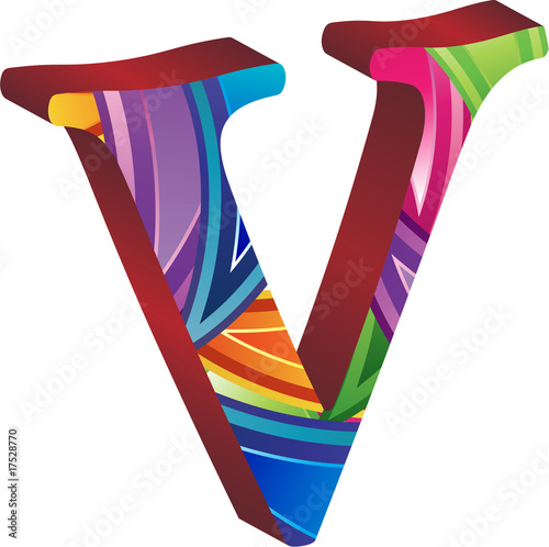 Colored alphabet with spikes and leaves