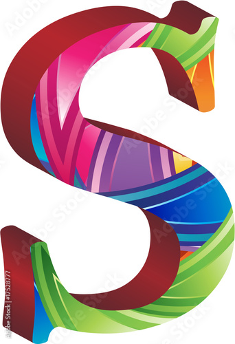 Colored alphabet with spikes and leaves