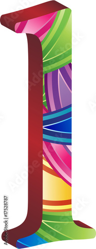 Colored alphabet with spikes and leaves