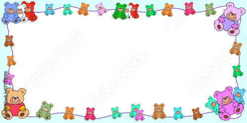 horizontaler hintergrund mit buntem teddy-rahmen