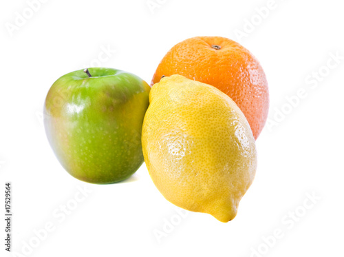 fresh fruits  on  white background