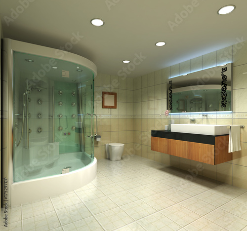 3d rendering interior of a bathroom