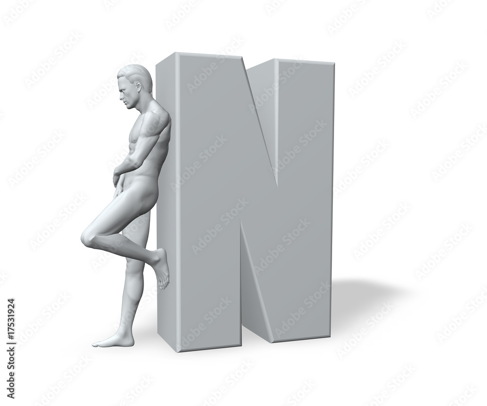 Mann lehnt an N